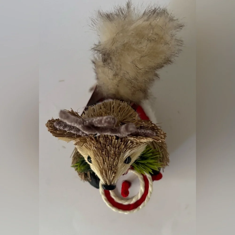 naturally decorative animals fox with a holiday drink NEW NWT Christmas festive